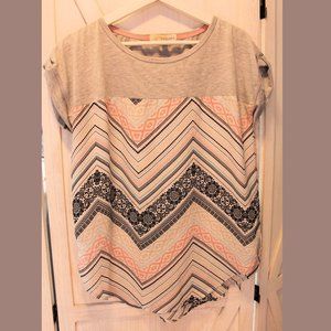 REWIND M Pink Gray Chevron boho Tunic Top boho